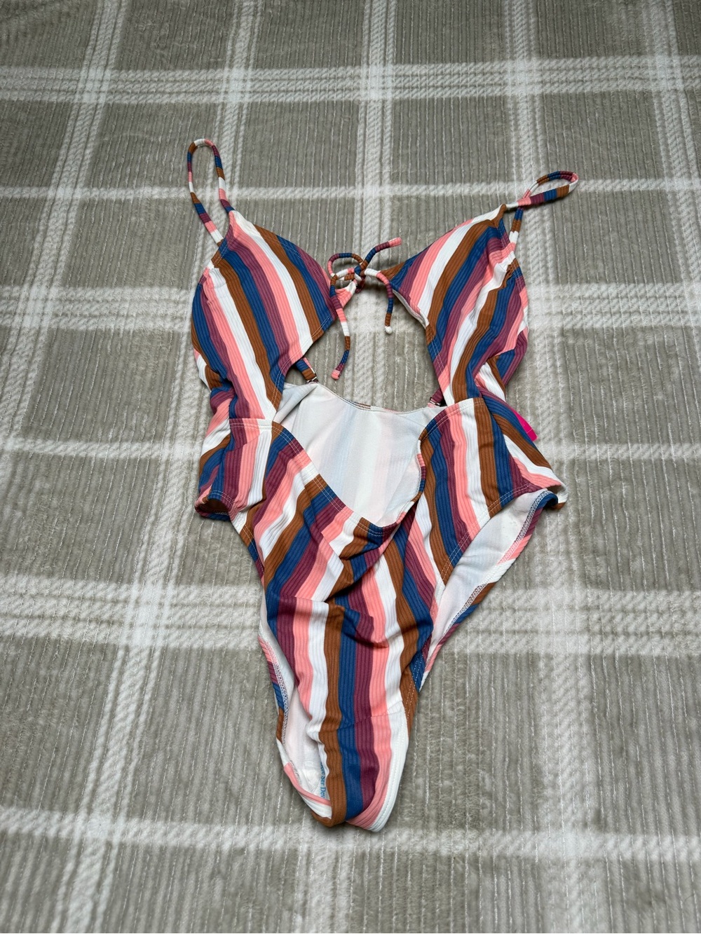 Xhilaration Pink Tag & Multicolor Striped Swimwear Detail